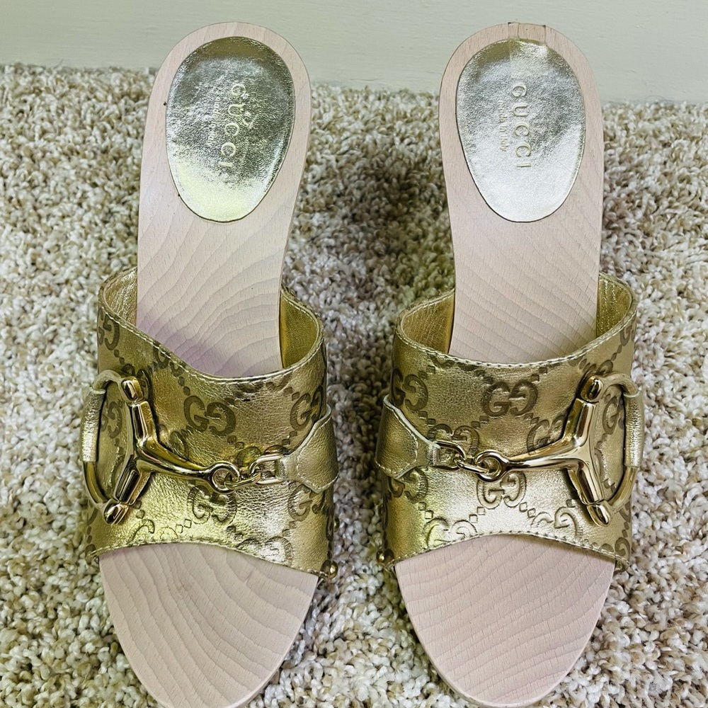 Gucci gold clog